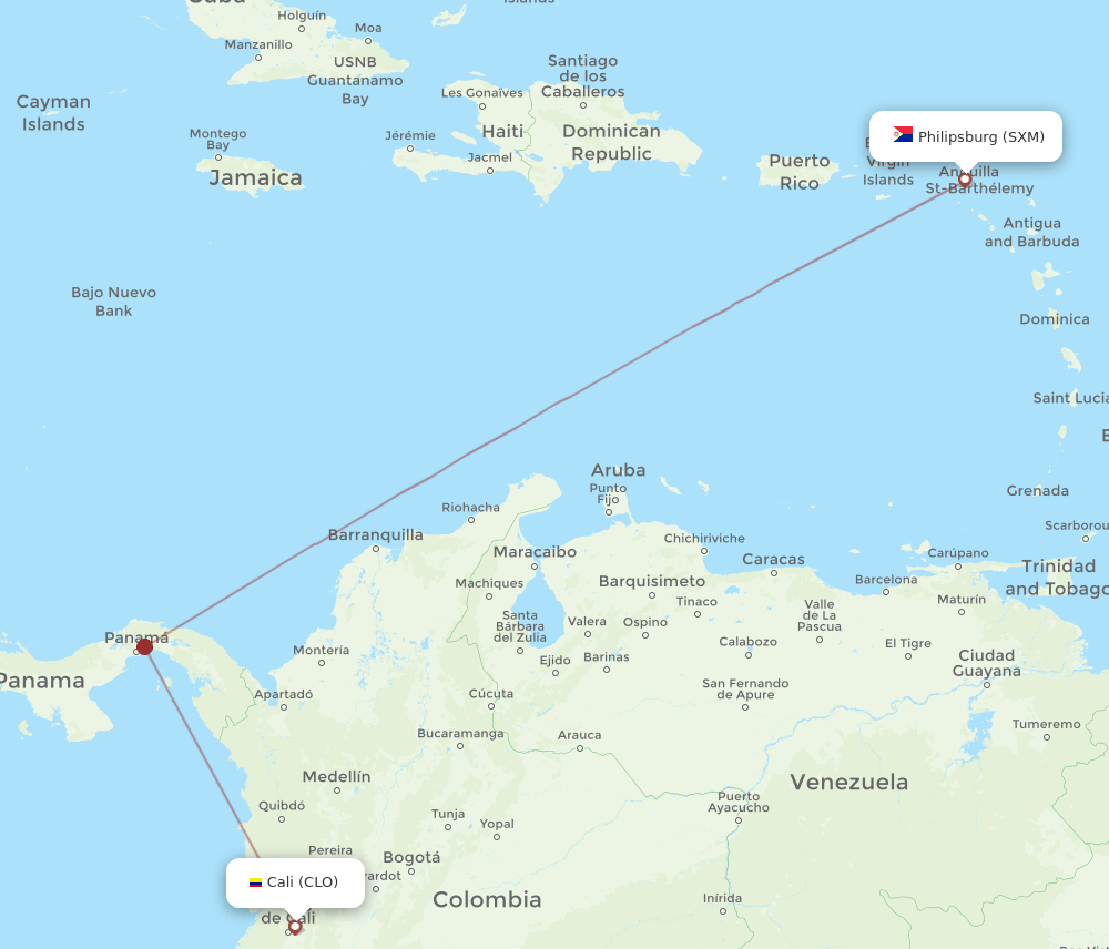 CLO-SXM flight routes