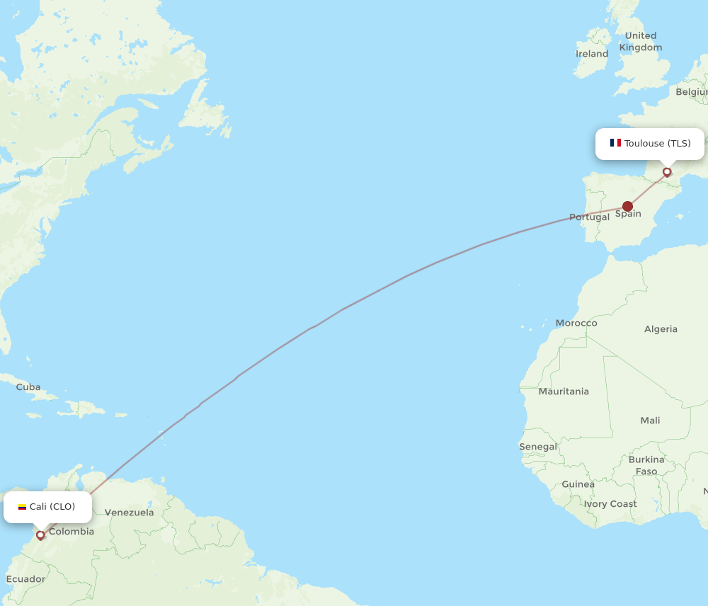 CLO-TLS flight routes