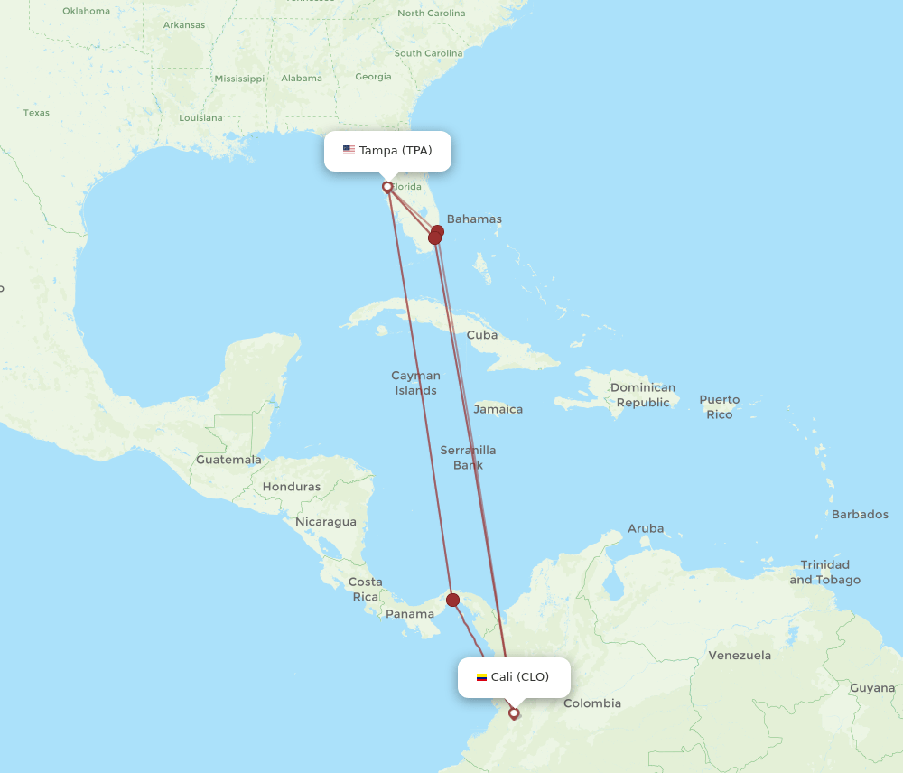 CLO-TPA flight routes