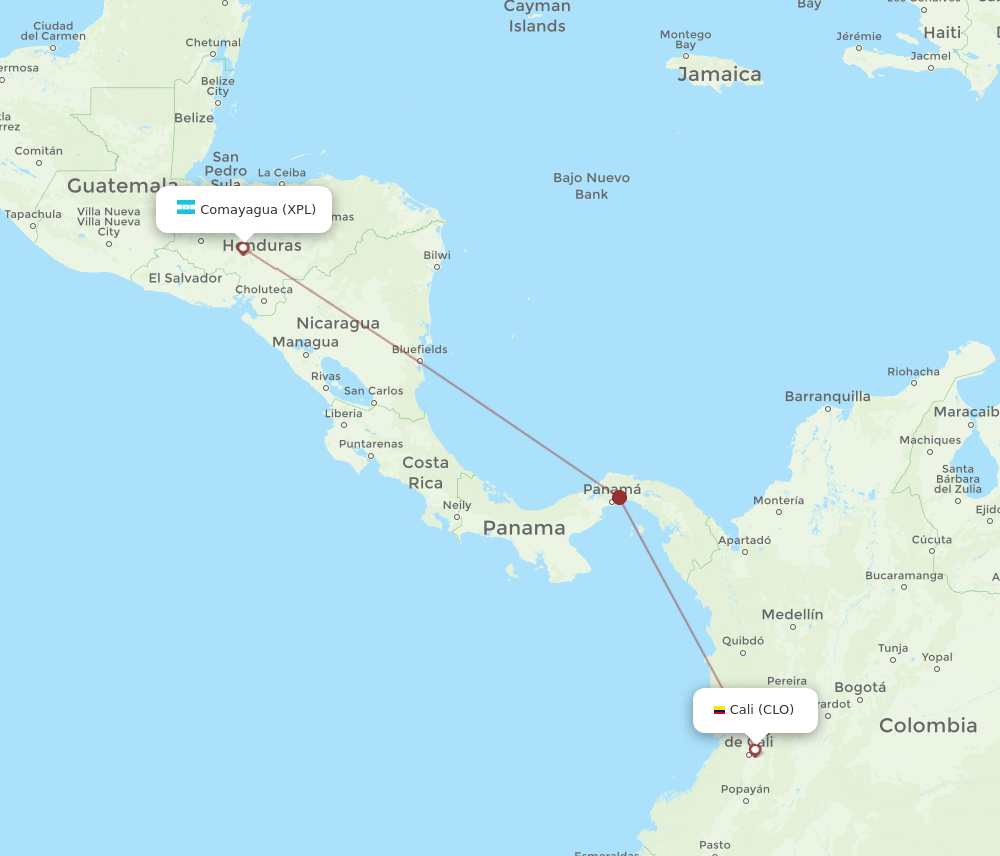 CLO-XPL flight routes