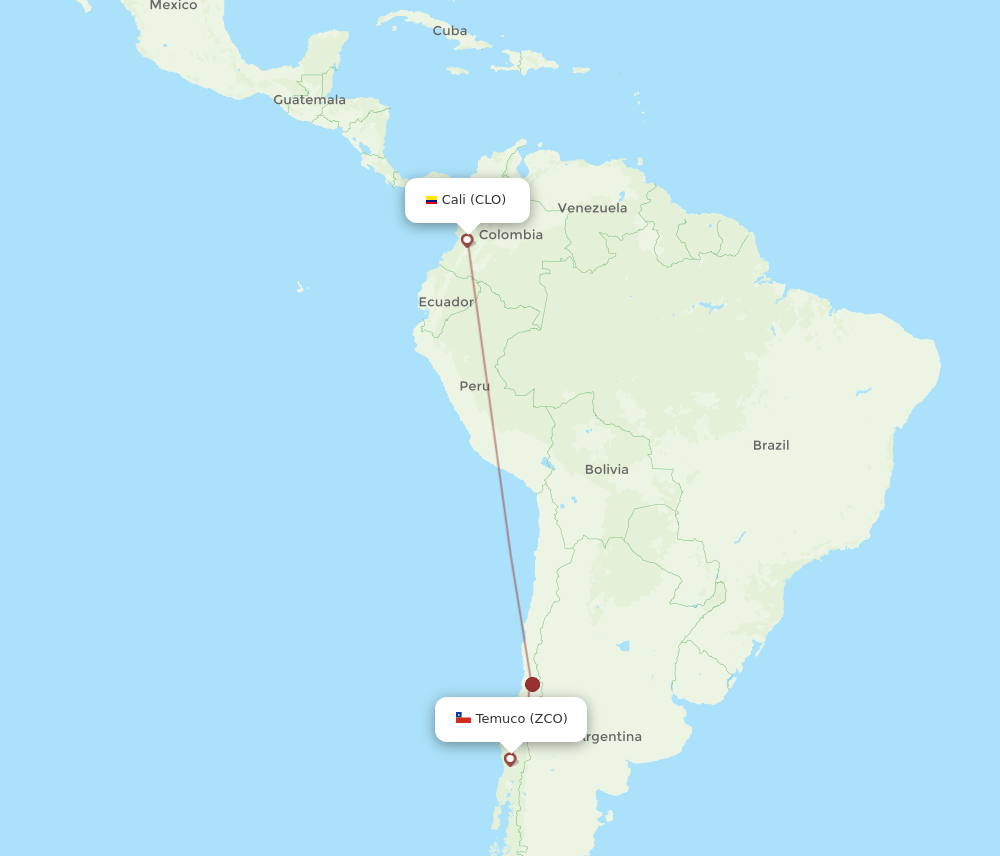 CLO-ZCO flight routes