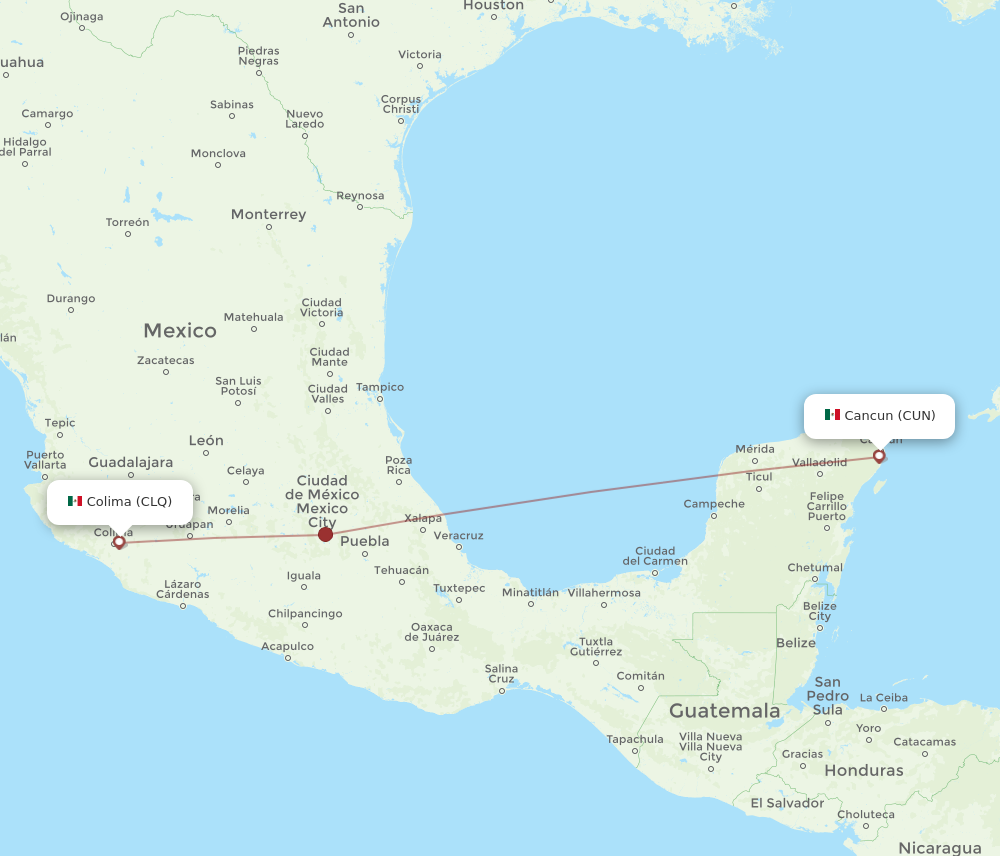 CLQ to CUN flights and routes map