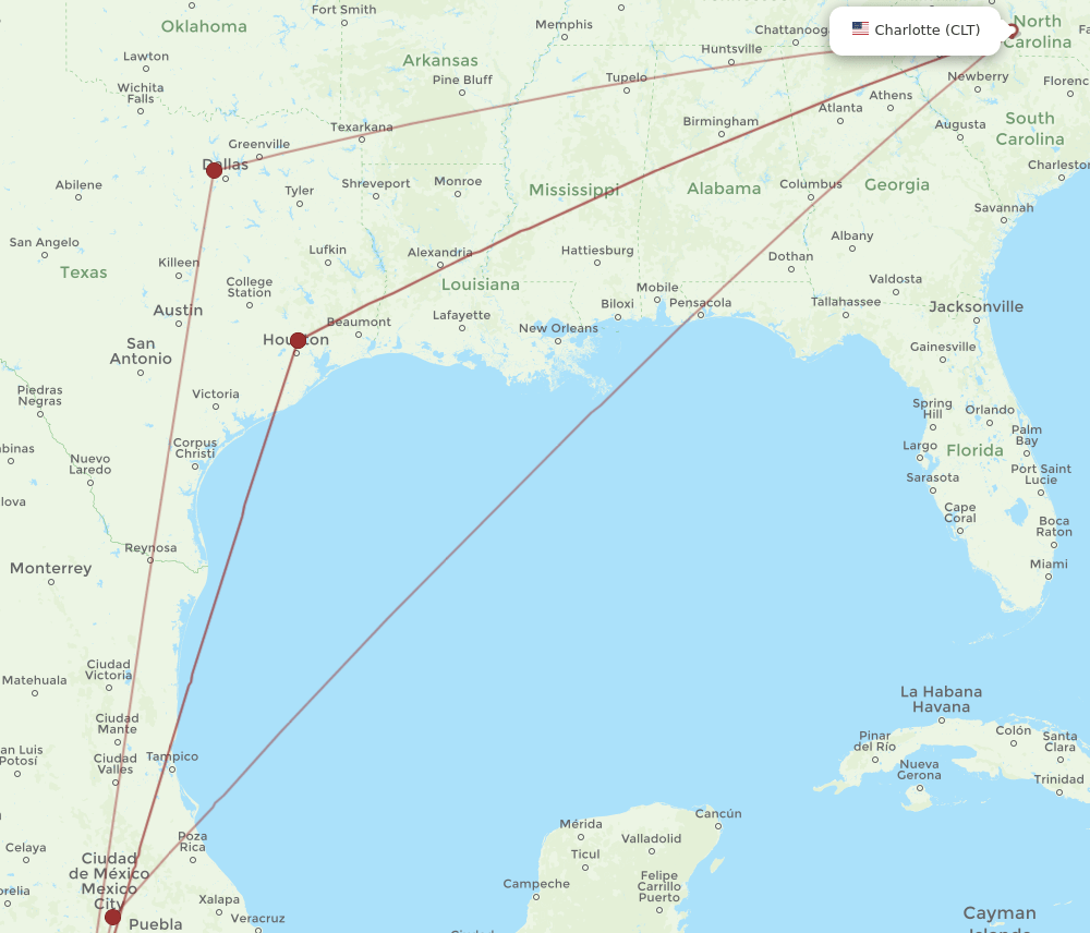 CLT-ACA flight routes
