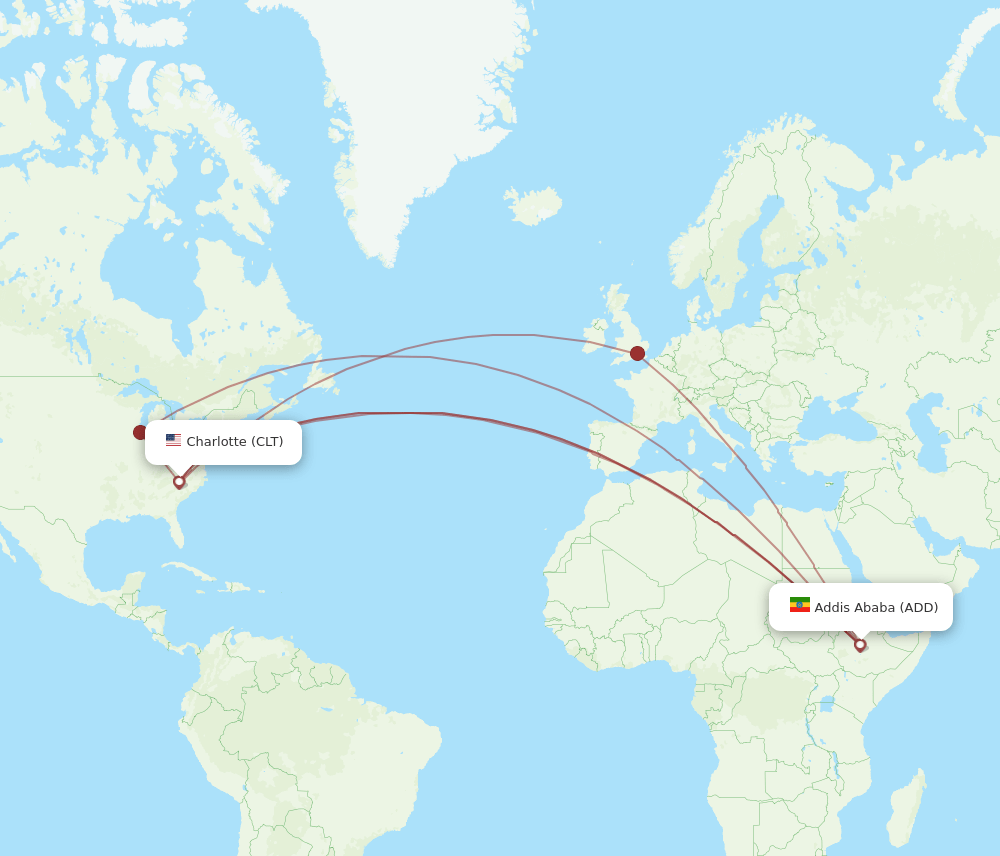CLT-ADD flight routes
