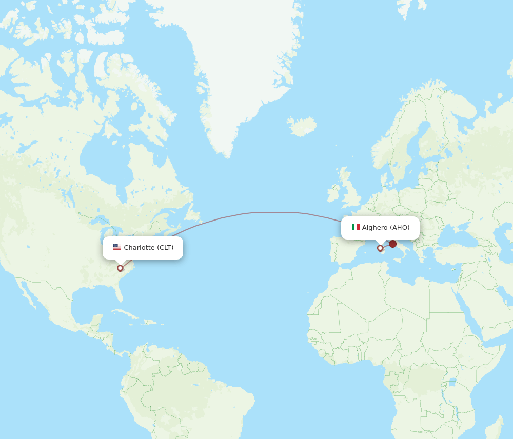CLT-AHO flight routes