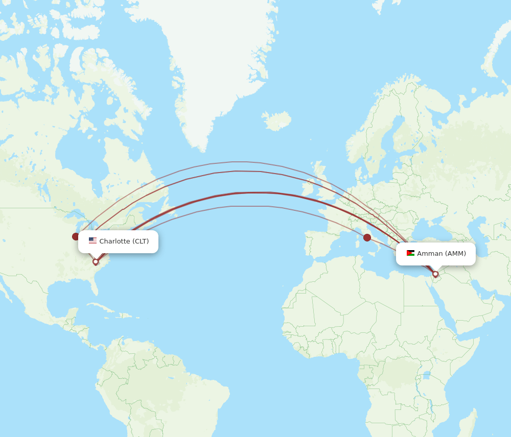 CLT-AMM flight routes