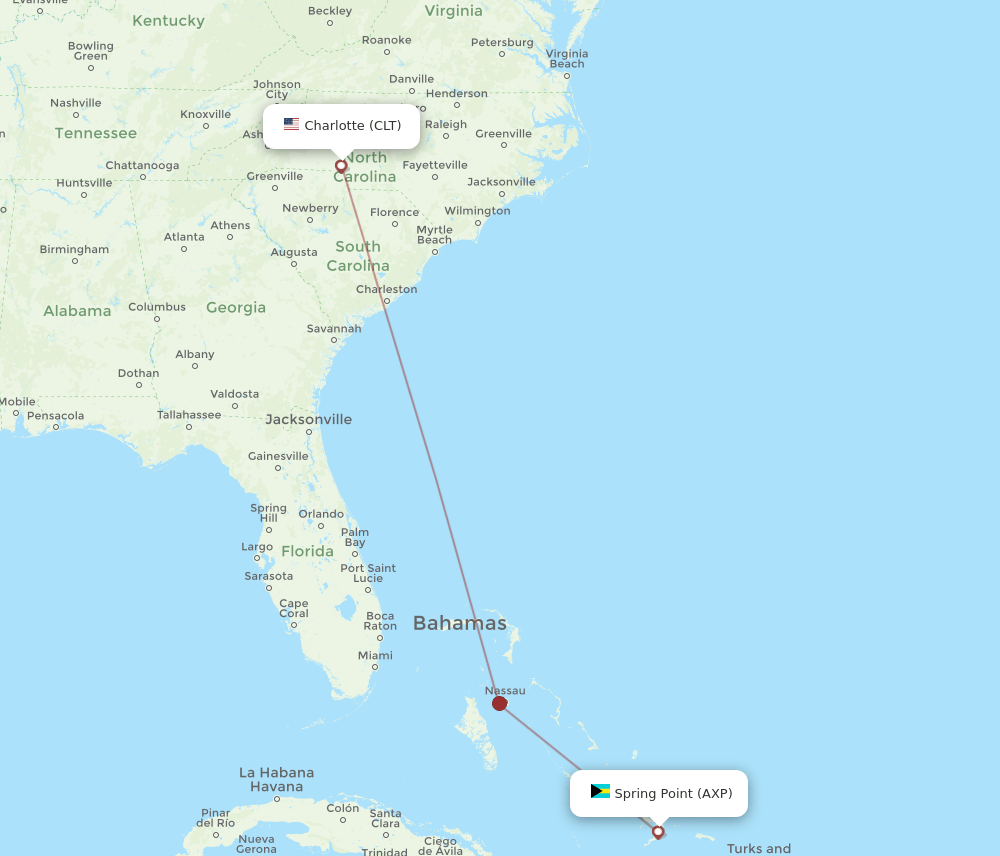 CLT-AXP flight routes