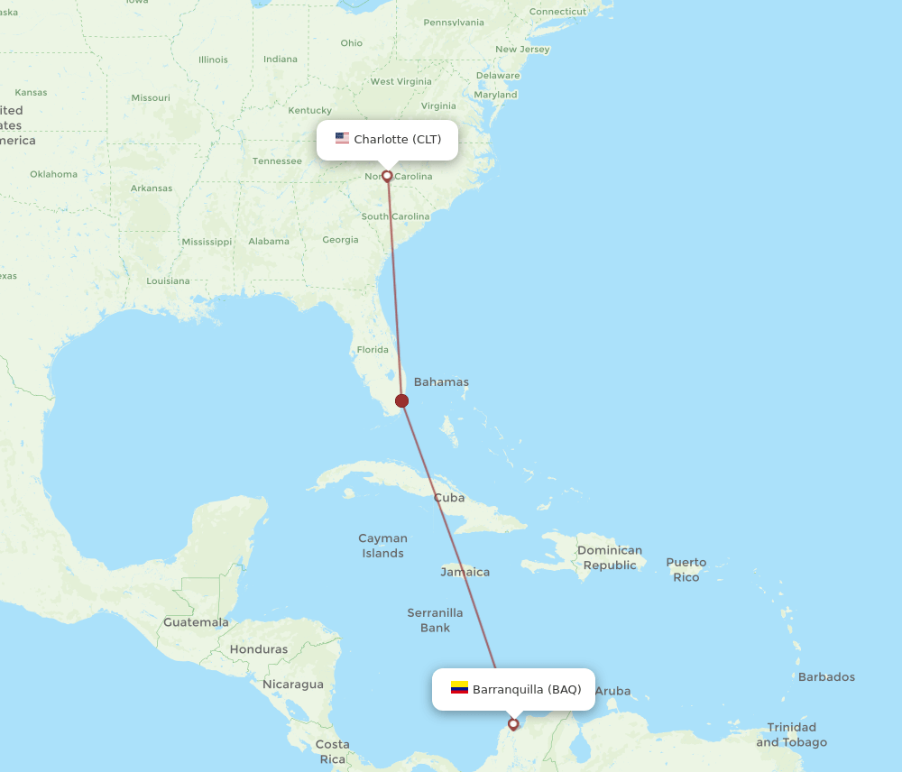 CLT-BAQ flight routes