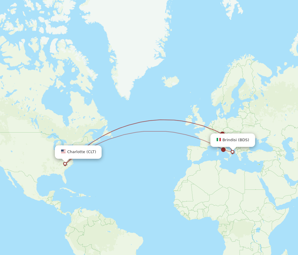 CLT-BDS flight routes