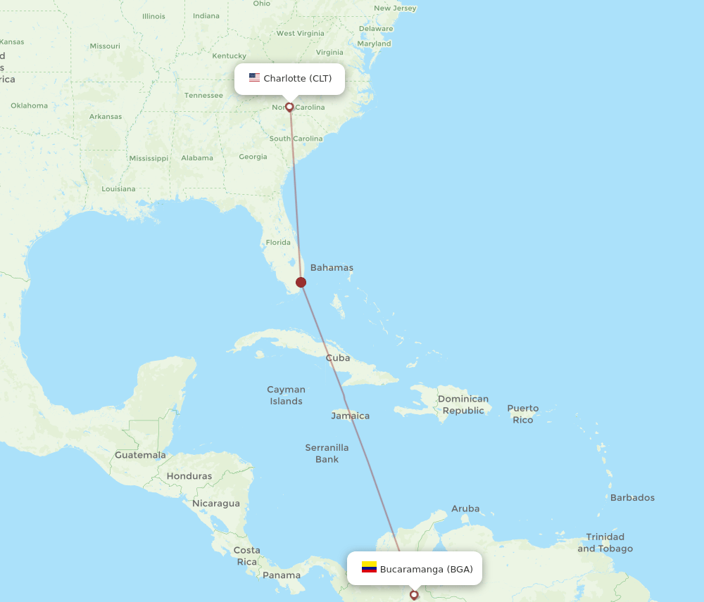 CLT-BGA flight routes