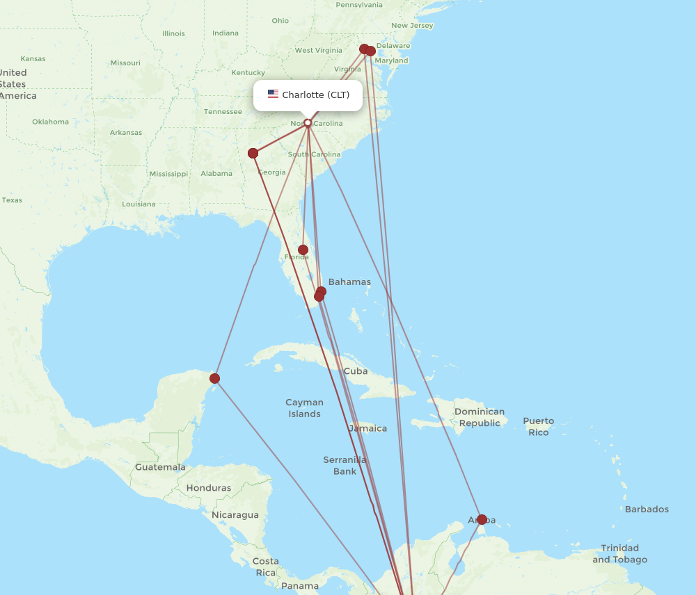 CLT to BOG flights and routes map