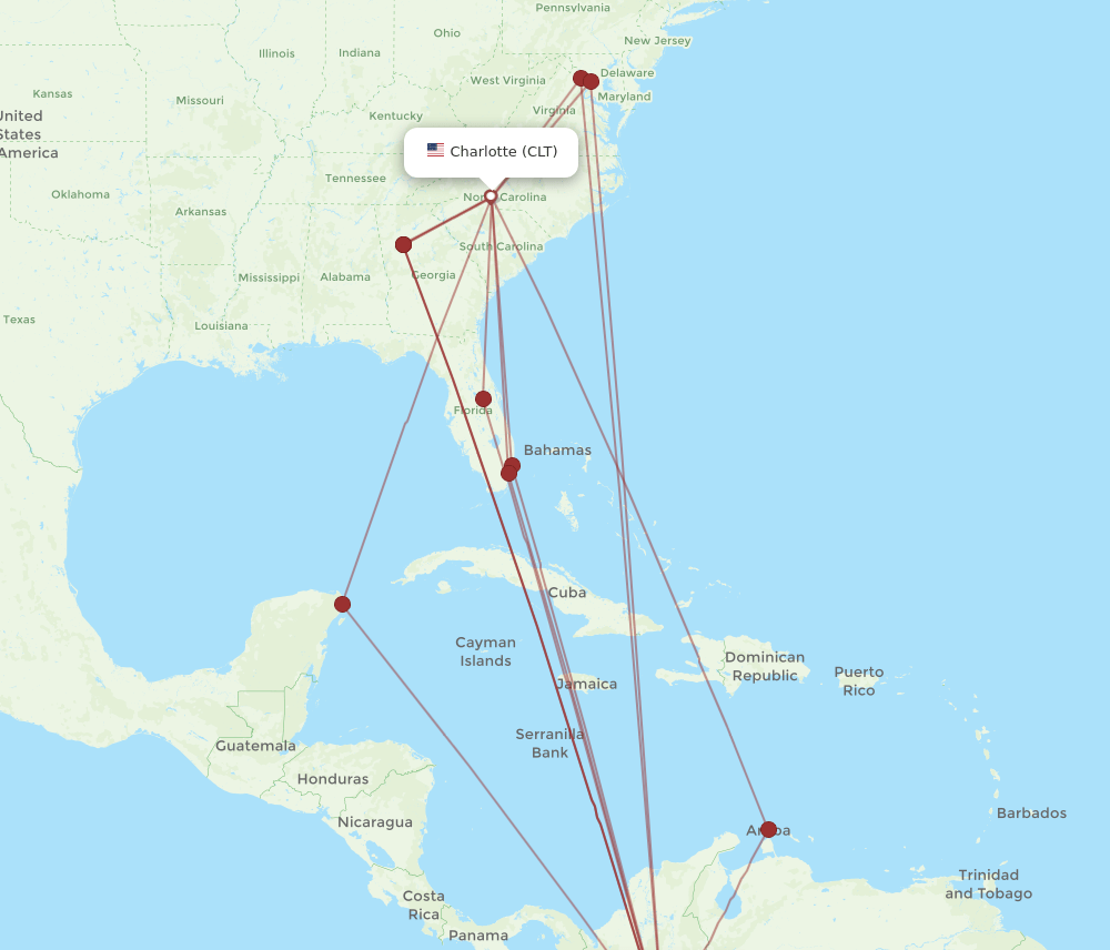 CLT-BOG flight routes