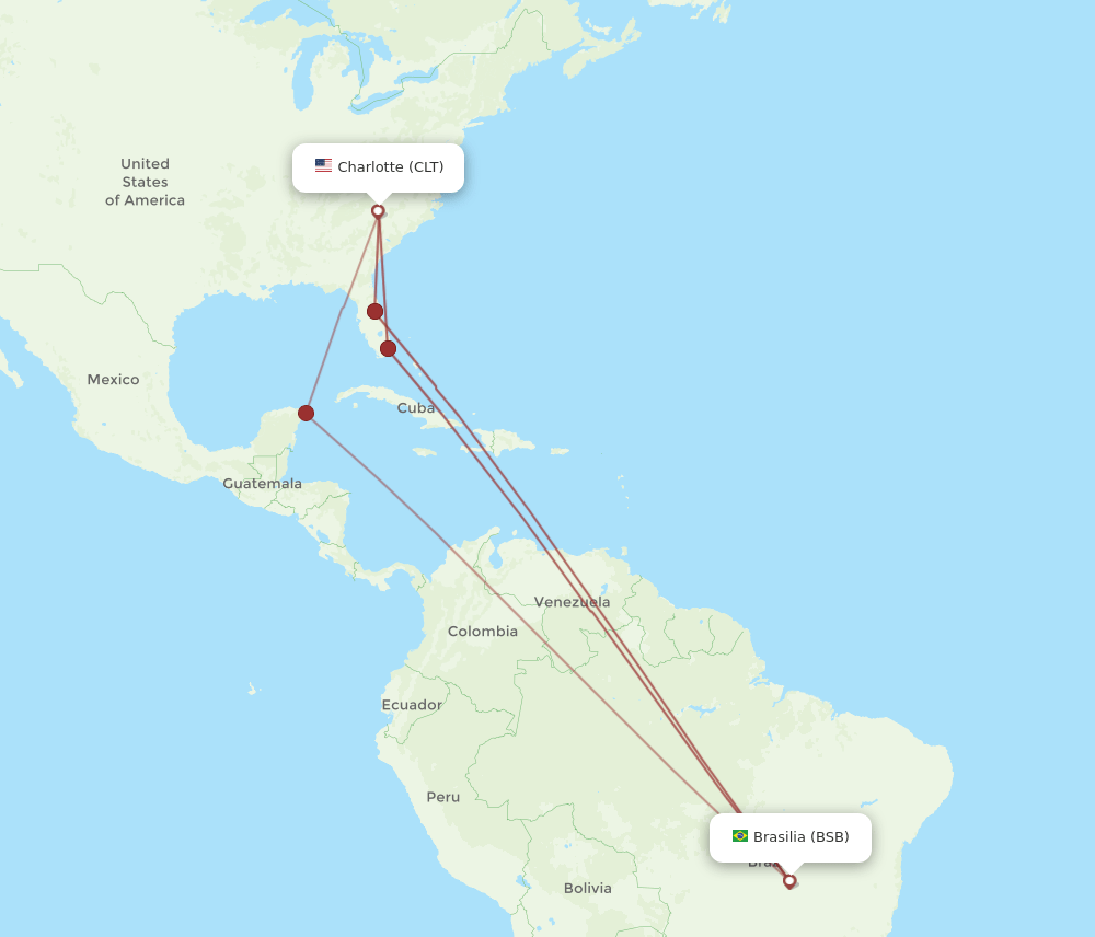 CLT-BSB flight routes