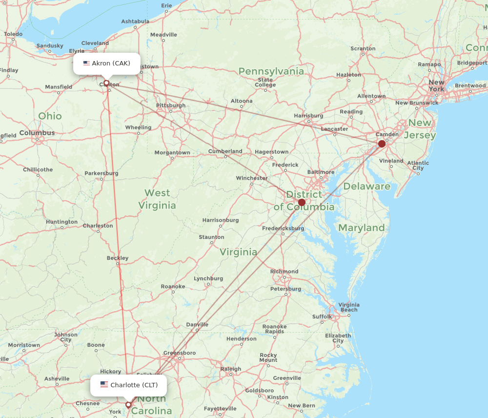 CLT-CAK flight routes