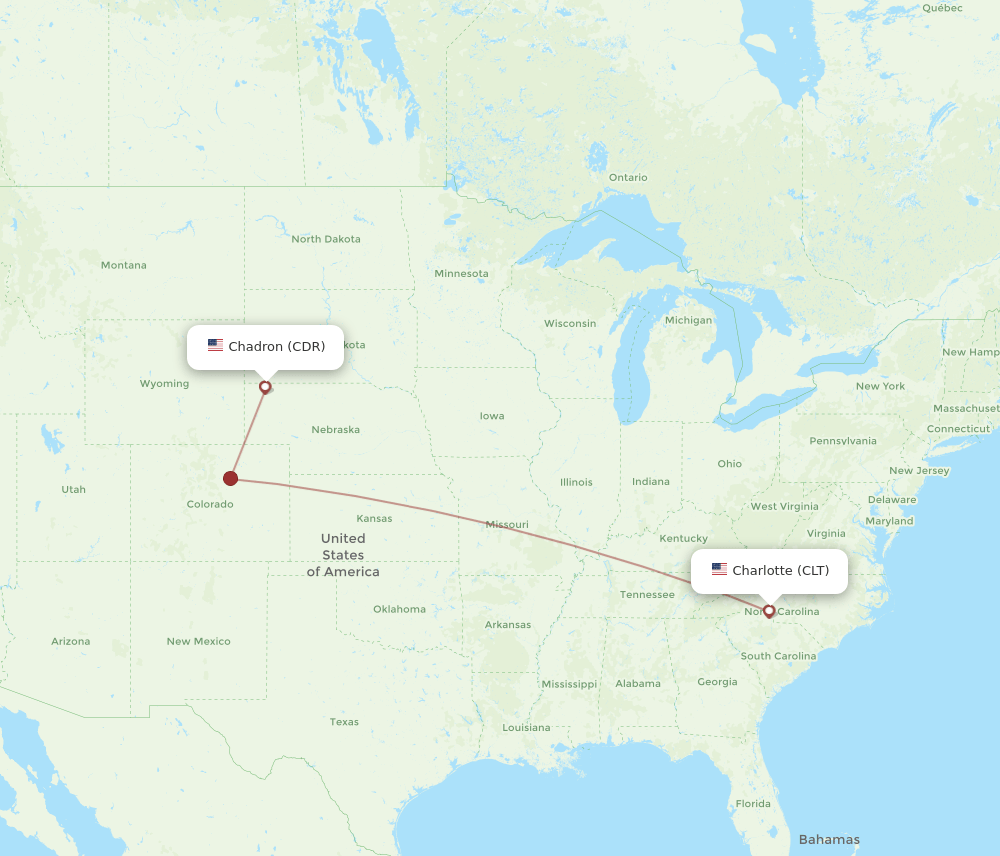 CLT-CDR flight routes