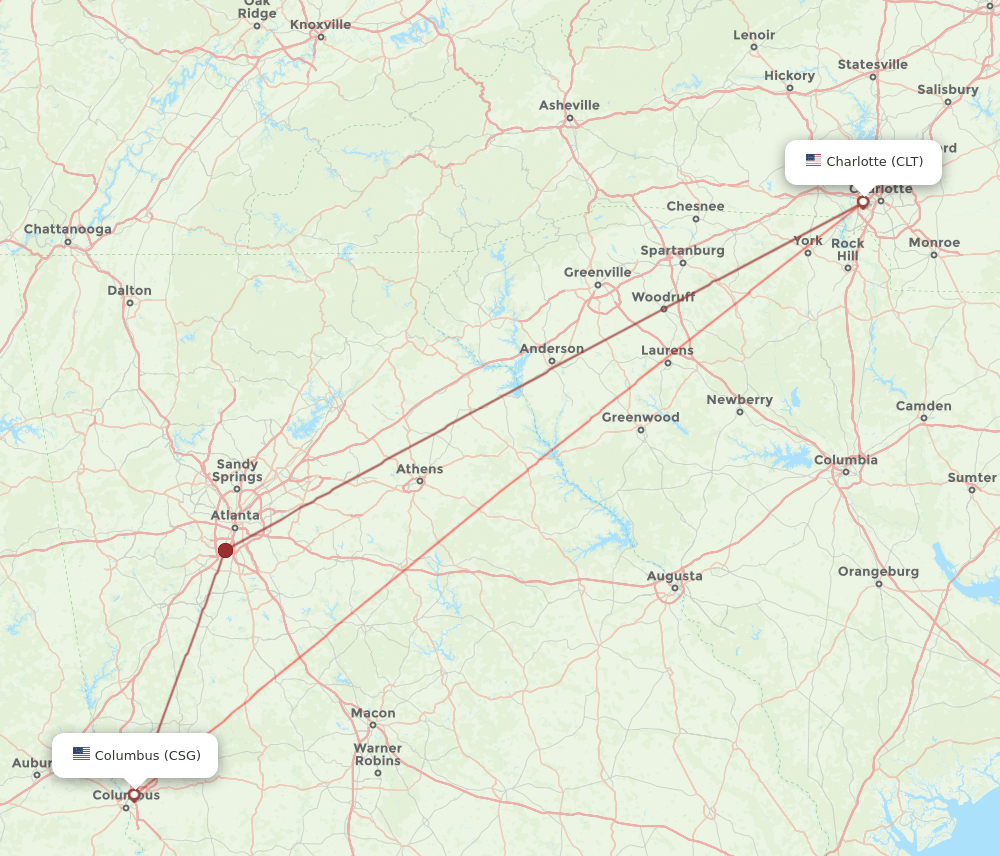 CLT-CSG flight routes
