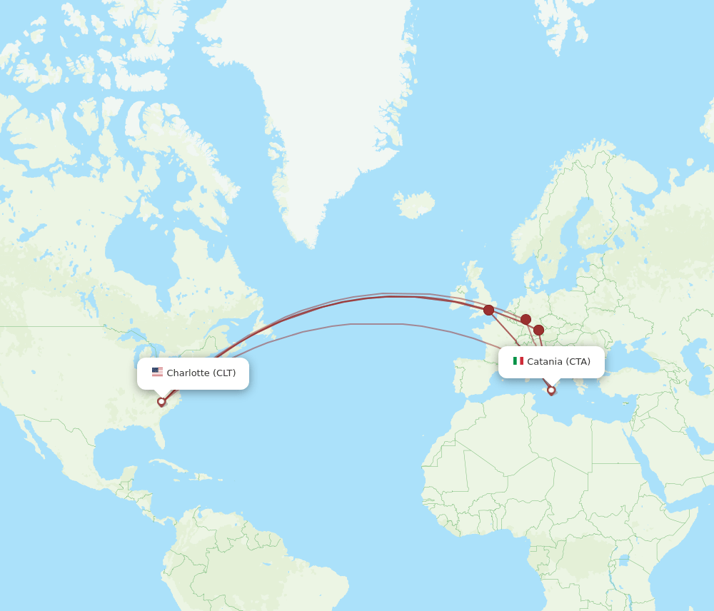 CLT-CTA flight routes