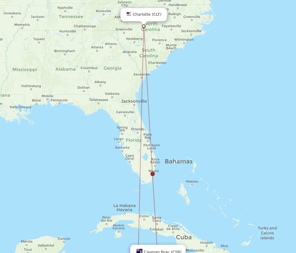CLT-CYB flight routes