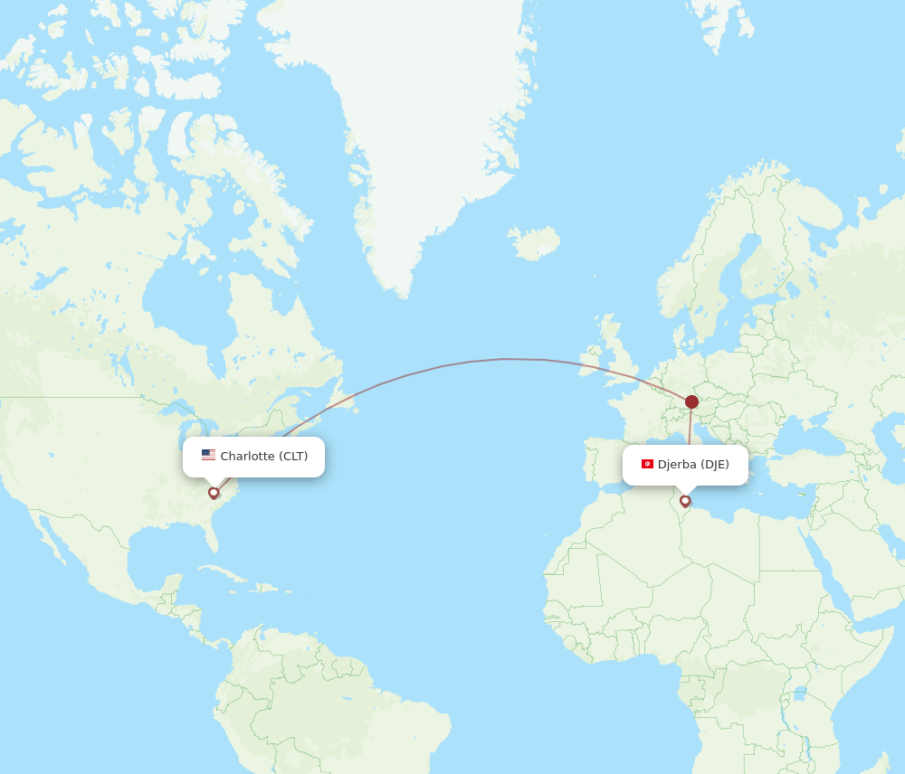 CLT-DJE flight routes