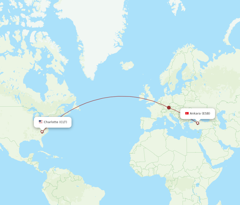 CLT-ESB flight routes