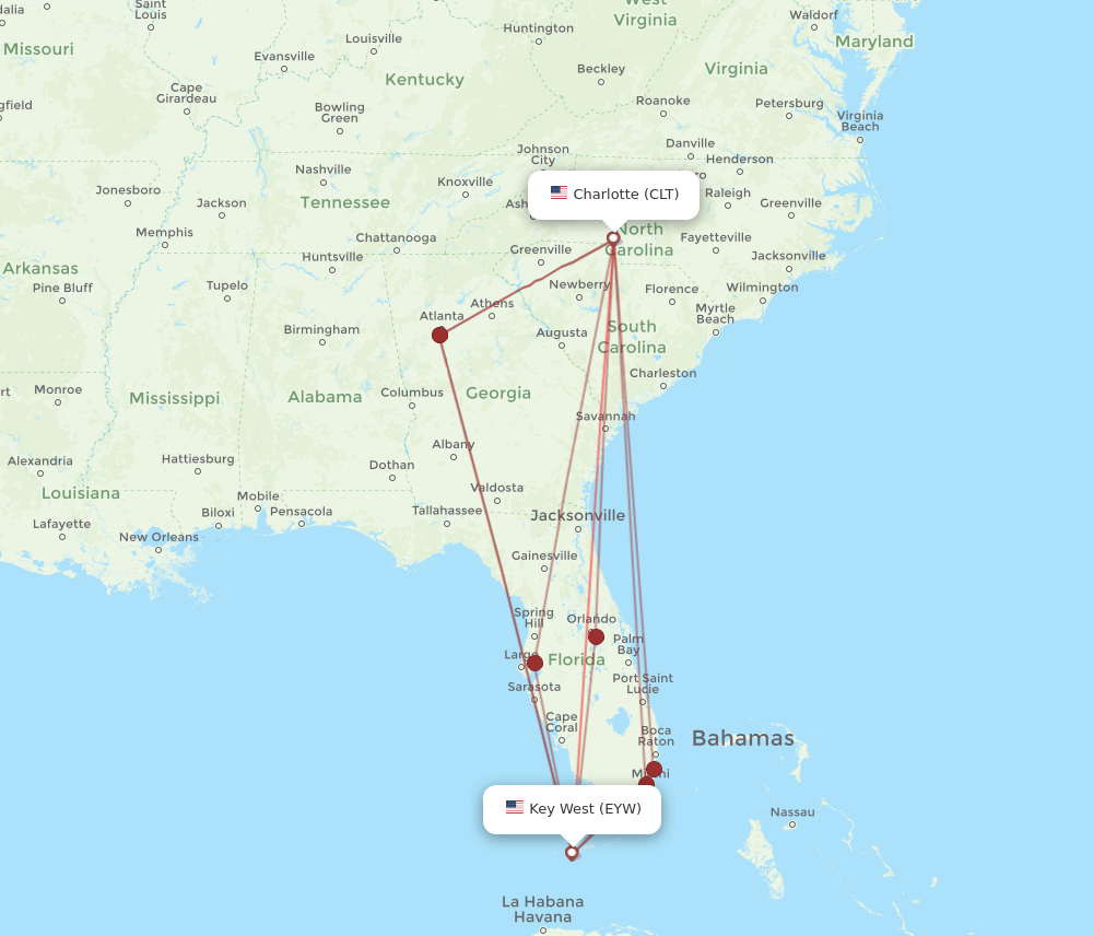 CLT-EYW flight routes
