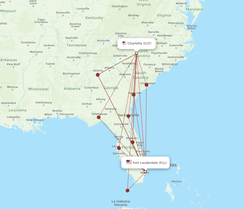 CLT-FLL flight routes