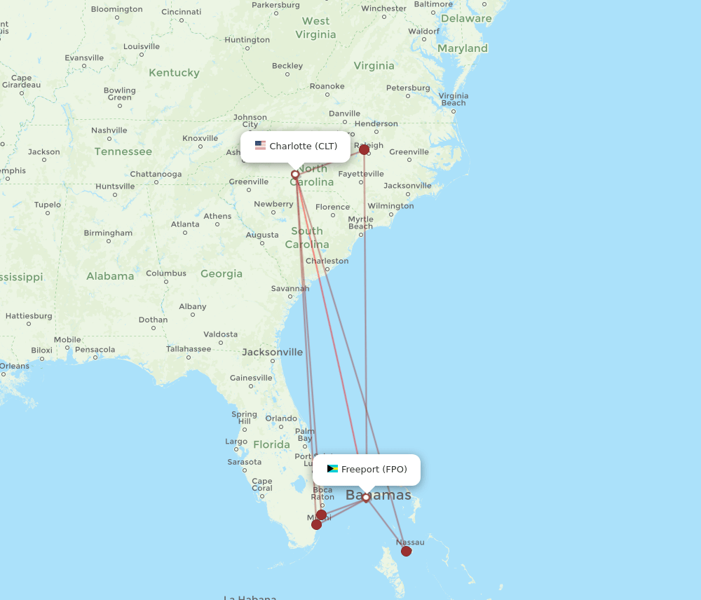 CLT-FPO flight routes