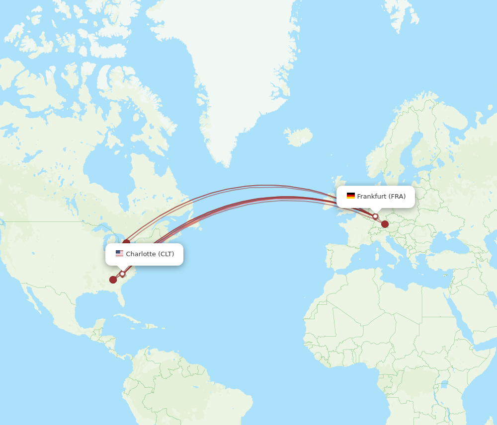 CLT to FRA flights and routes map