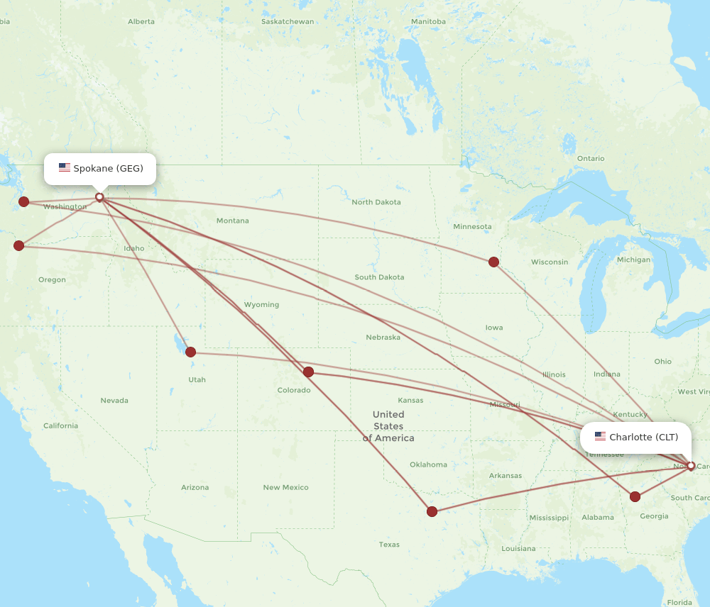 CLT-GEG flight routes