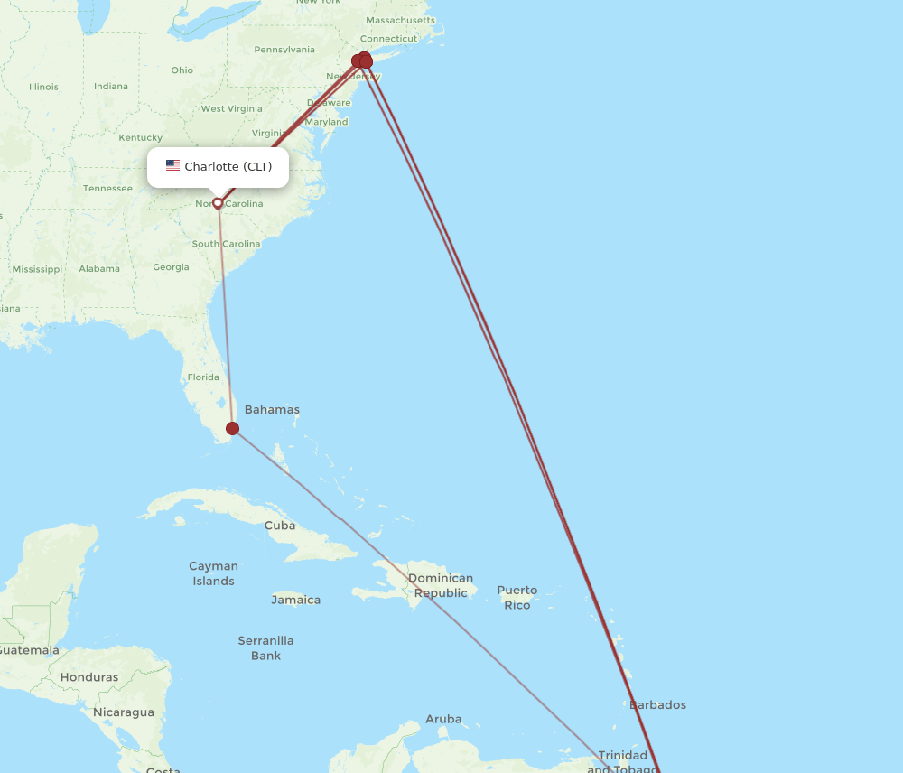 CLT-GEO flight routes