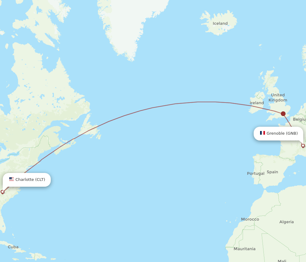 CLT-GNB flight routes
