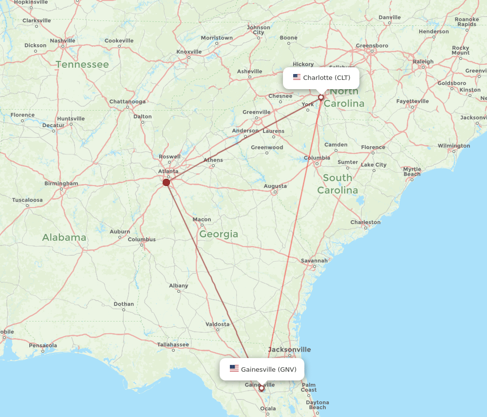 CLT-GNV flight routes