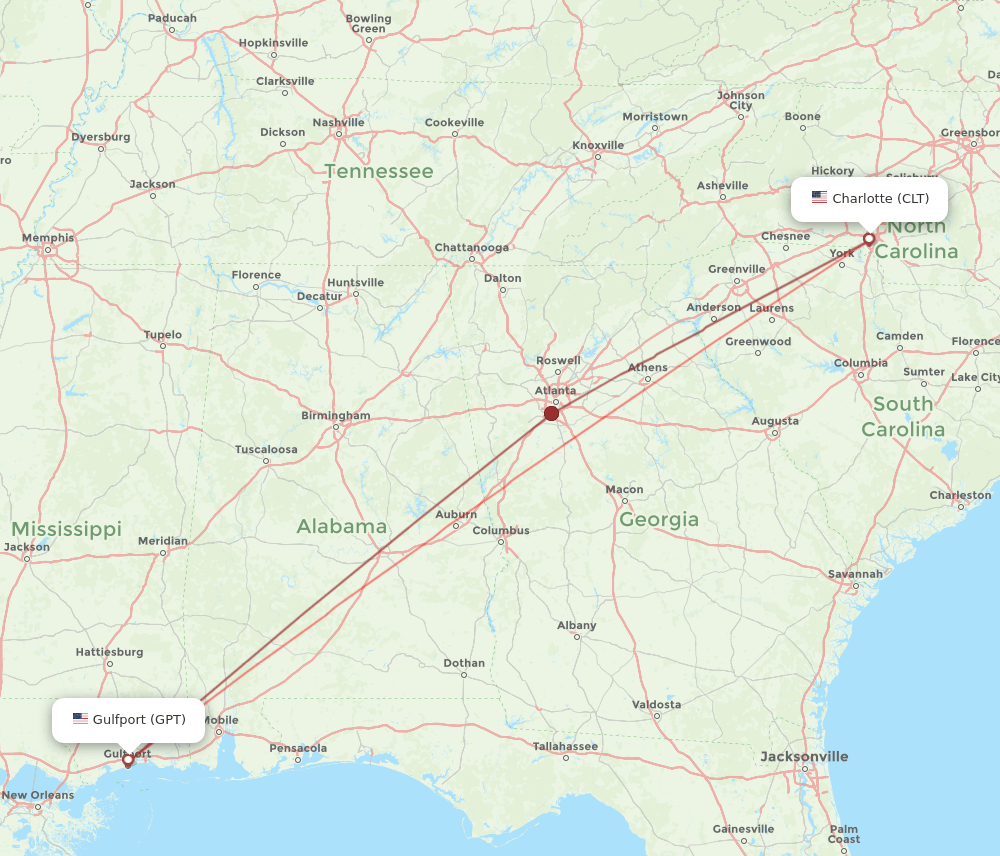 CLT-GPT flight routes