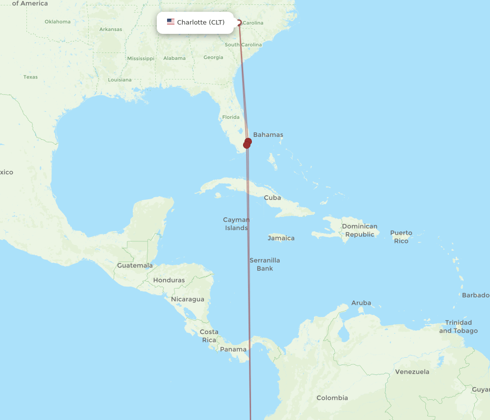 CLT-GYE flight routes