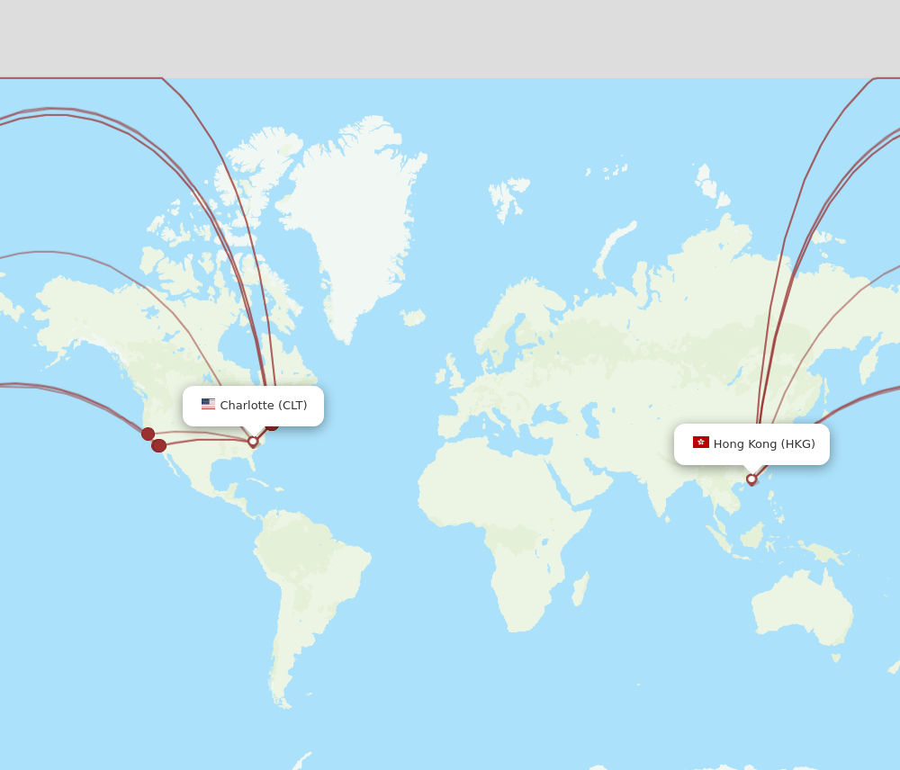 CLT-HKG flight routes