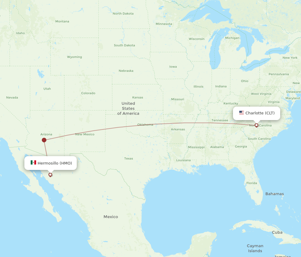 CLT-HMO flight routes