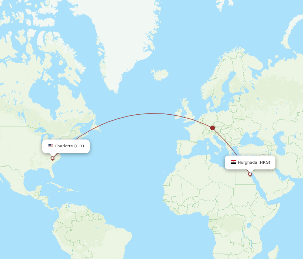 CLT-HRG flight routes