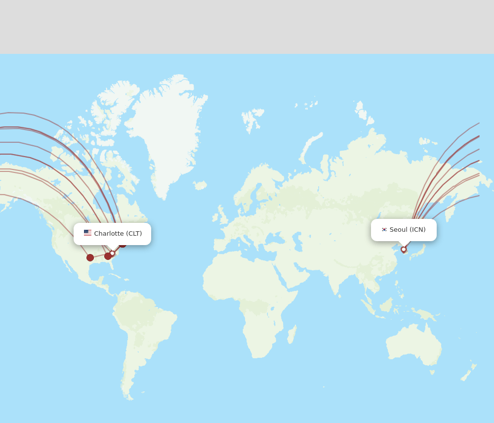 CLT-ICN flight routes