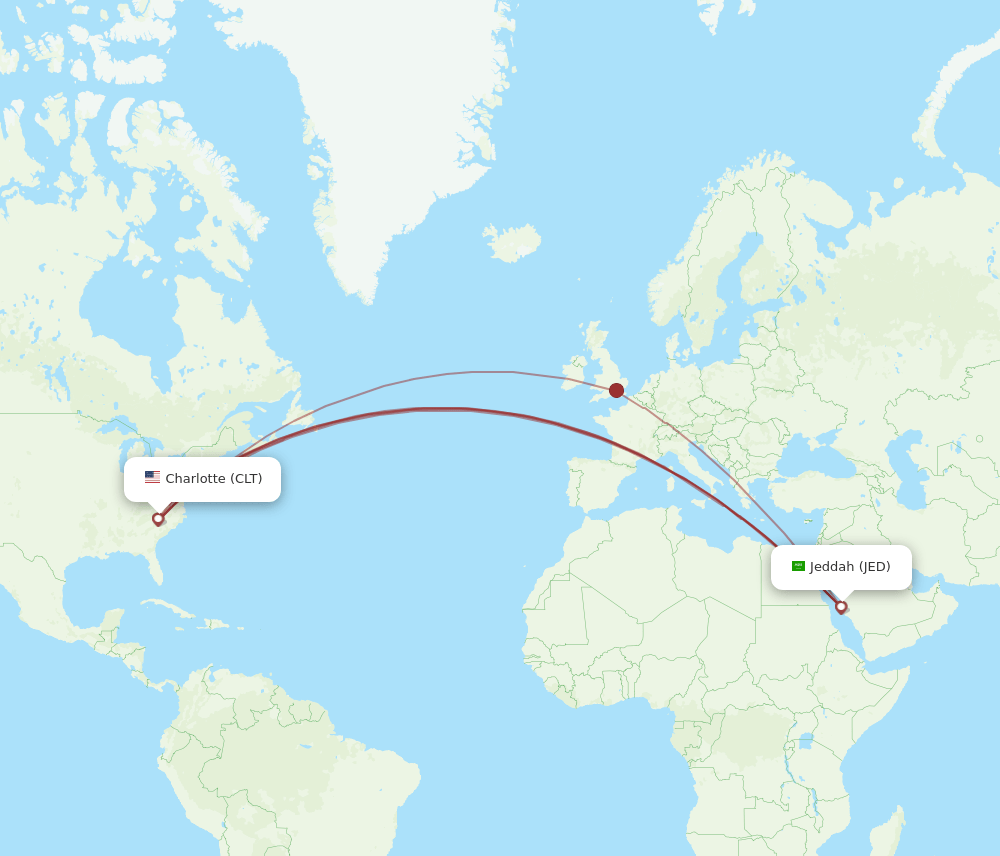 CLT-JED flight routes