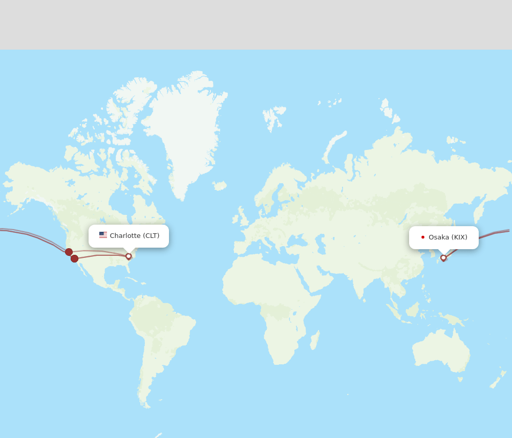 CLT to KIX flights and routes map