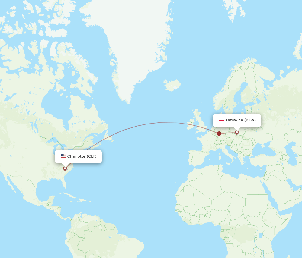 CLT-KTW flight routes