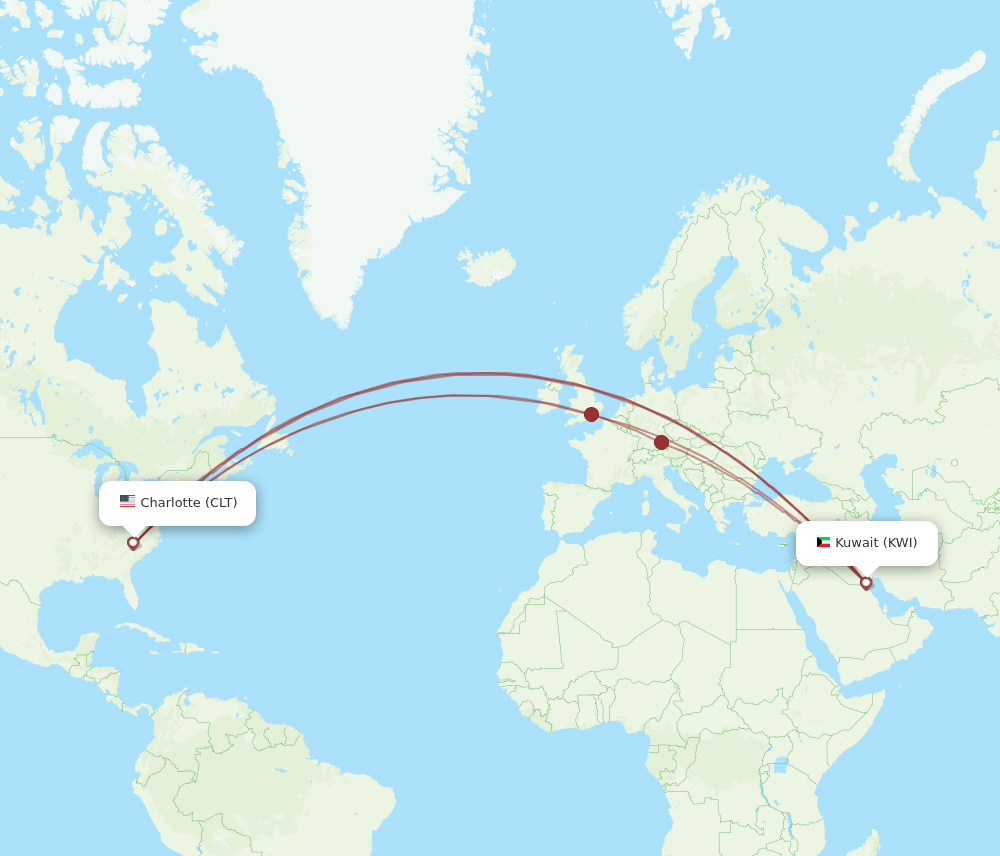 CLT-KWI flight routes