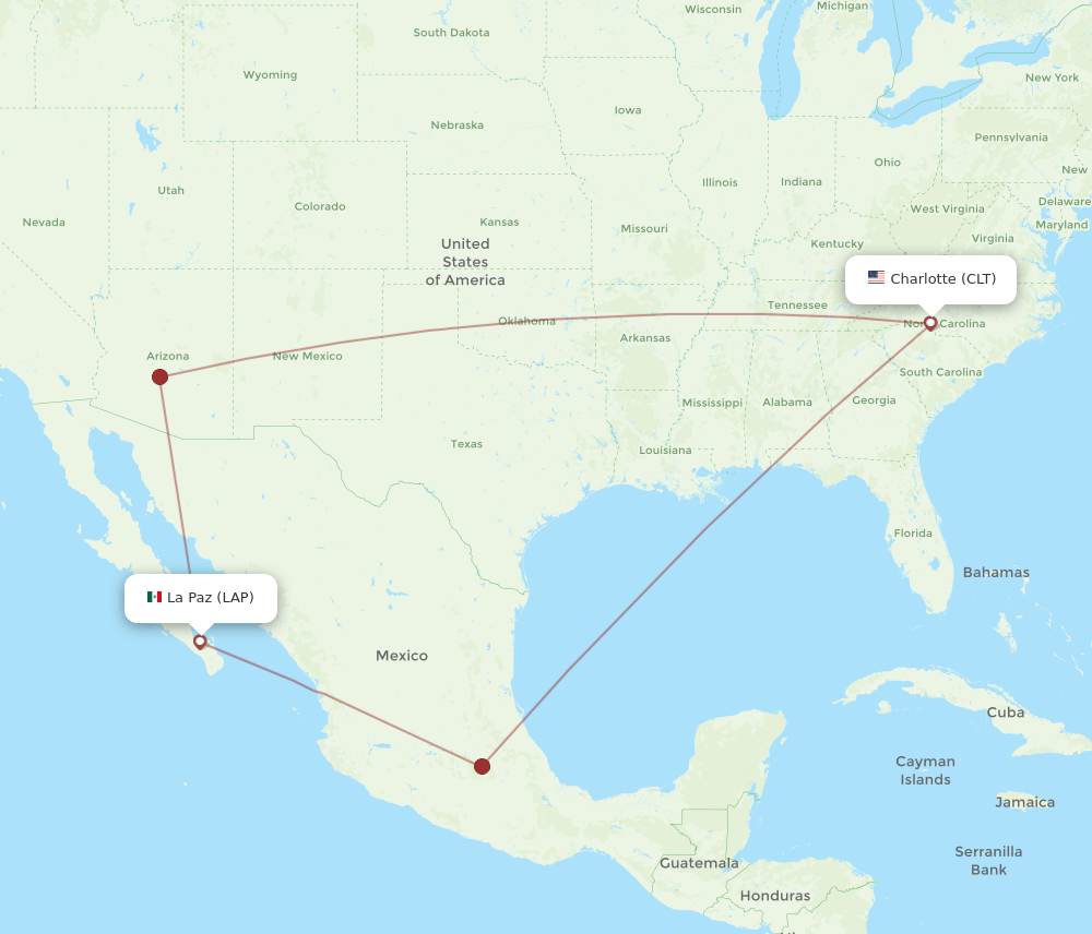 CLT-LAP flight routes