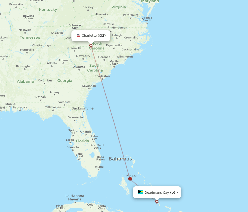 CLT-LGI flight routes