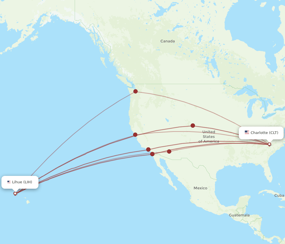 CLT-LIH flight routes