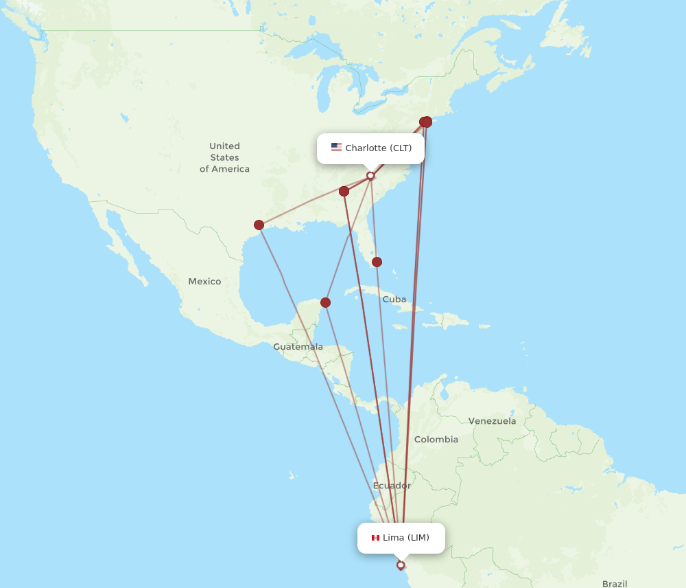 CLT-LIM flight routes
