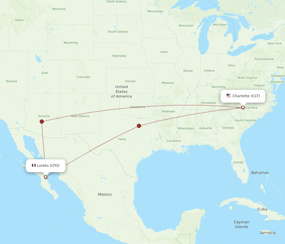 CLT-LTO flight routes