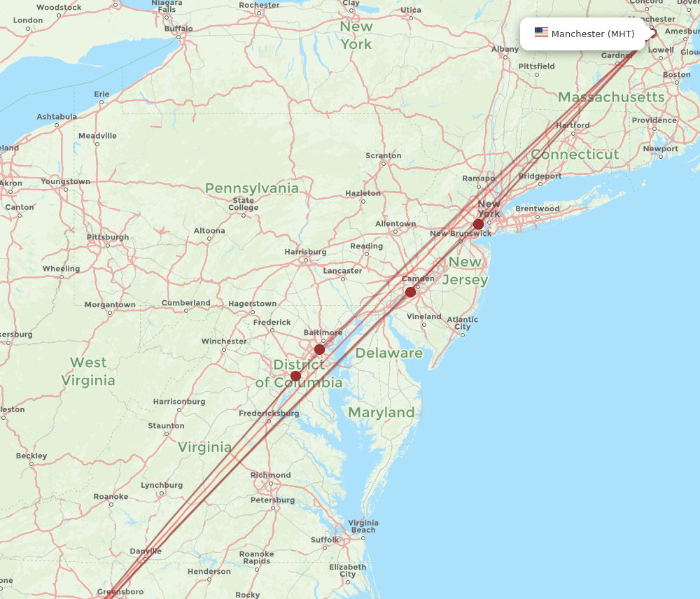 CLT-MHT flight routes