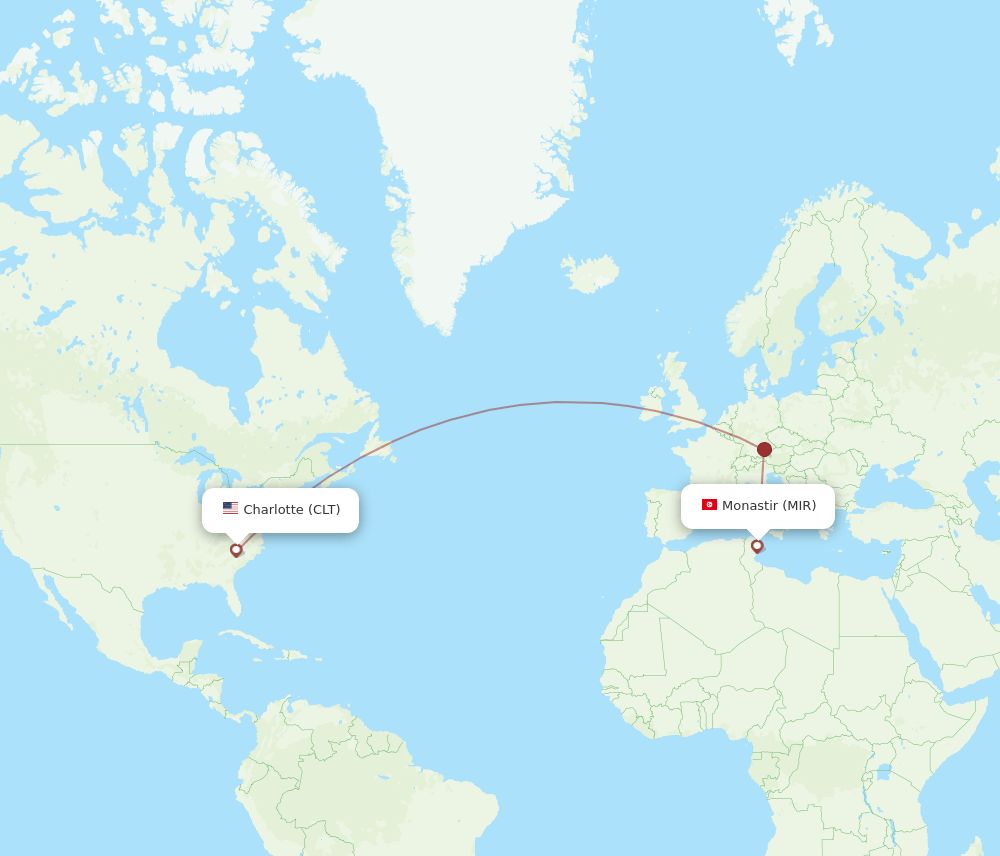 CLT-MIR flight routes