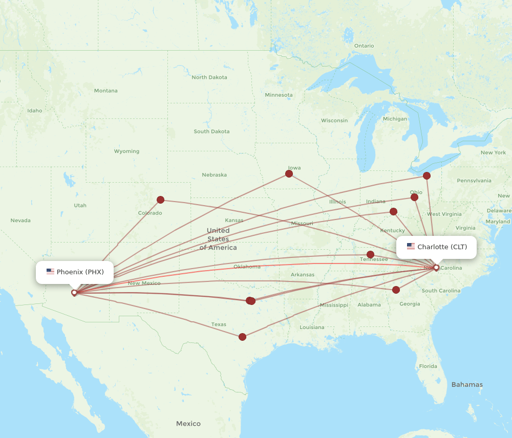CLT-PHX flight routes